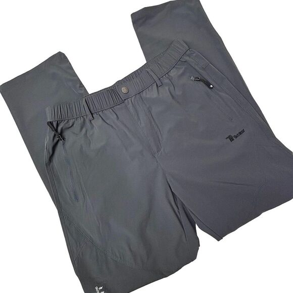 TRR Outdoor Sports Men's Large Nylon Pants Elastic Waist Gray Hiking Stretch EUC - Picture 1 of 13